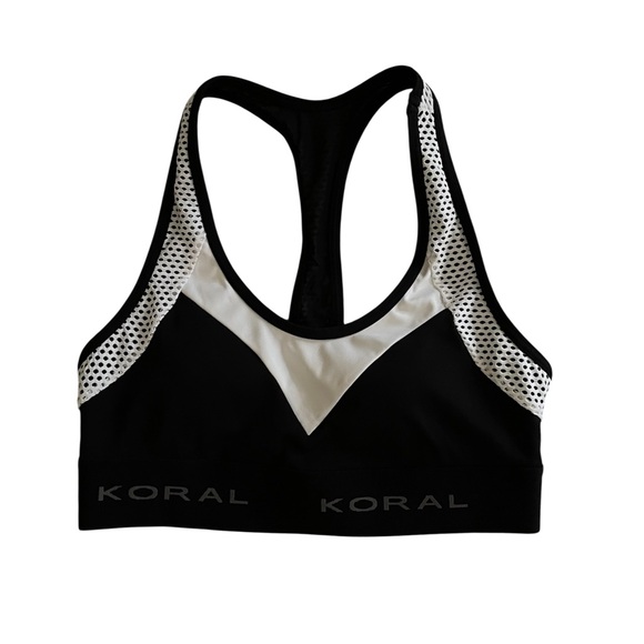Koral Black and White Mesh Sports Bra - Picture 2 of 6